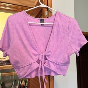 Front tie ribbed crop top